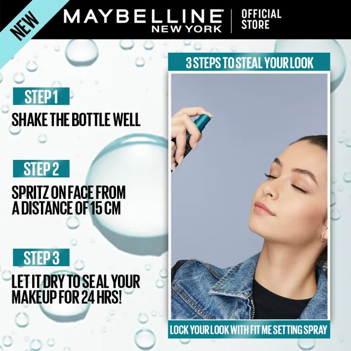 Maybelline New York Fit Me Matte + Poreless, Transfer-Proof, 24H Oil Control, Setting Spray 60 ML - Matte Finish