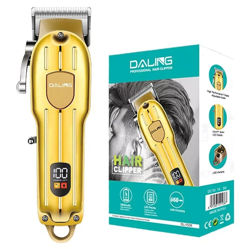 Daling DL-1538 Cordless Hair Clipper Professional Trimmer With LED Display And Powerful 2600mAh Battery