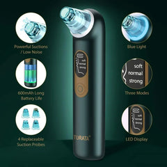 Turata USB Rechargeable Blackhead Remover Advanced Pore Vacuum With 3 Different Suction Levels