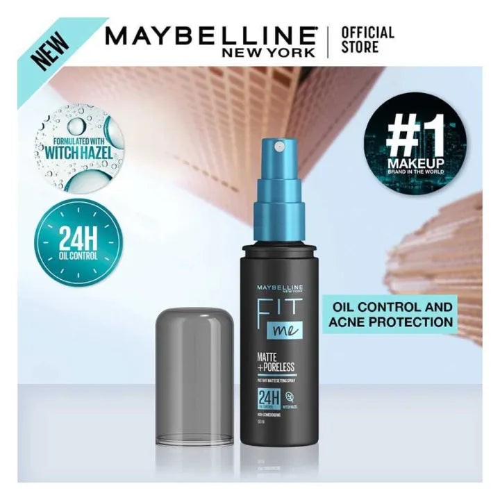 Maybelline New York Fit Me Matte + Poreless, Transfer-Proof, 24H Oil Control, Setting Spray 60 ML - Matte Finish