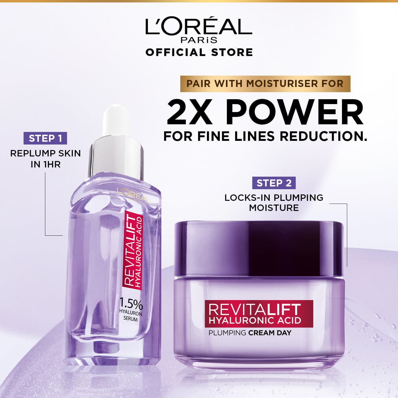 L'OREAL PARIS REVITALIFT HYALURONIC ACID 1.5% ANTI-AGING SERUM (30ML)