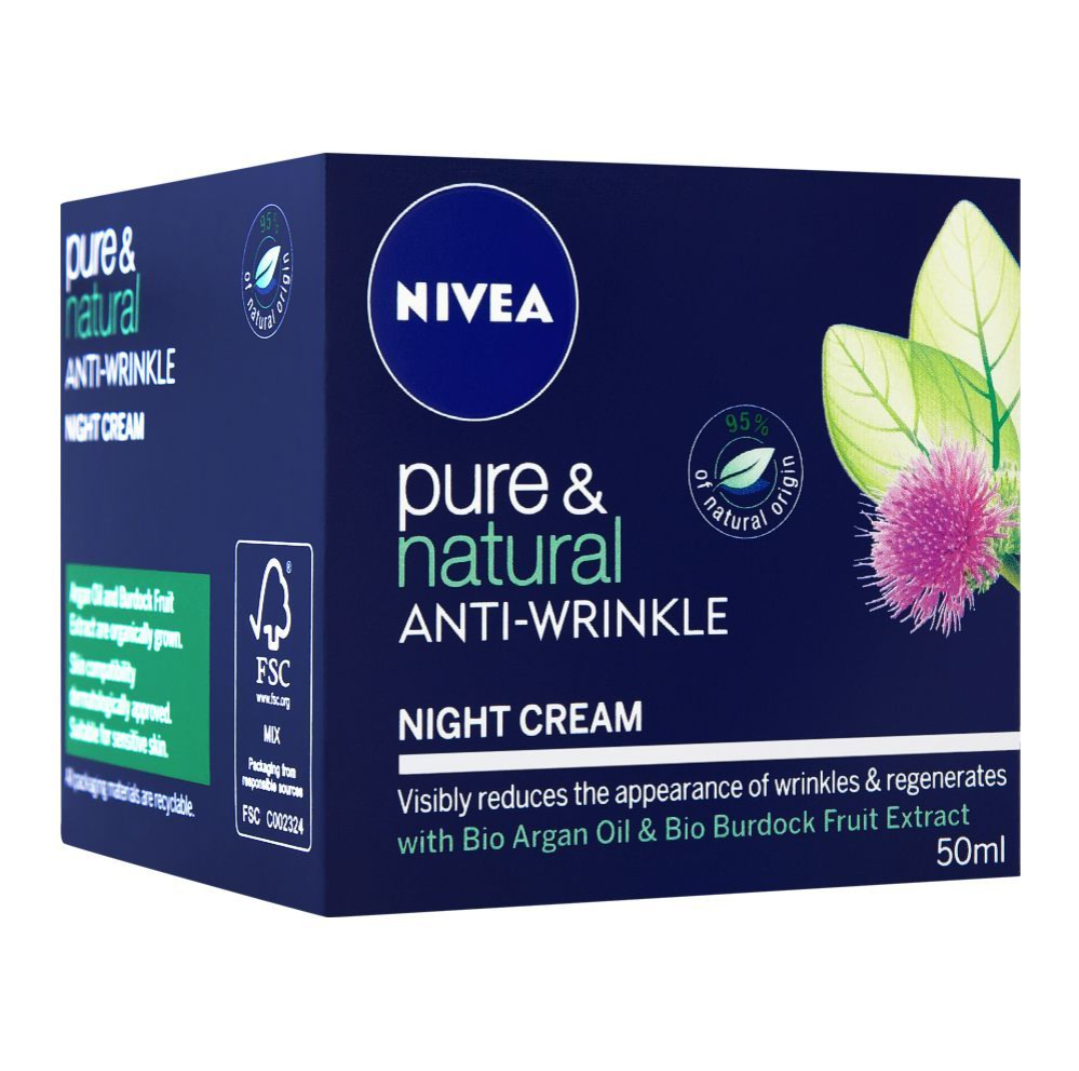 Nivea Pure & Natural Anti-Wrinkle Night Cream 50 ml