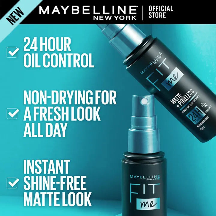 Maybelline New York Fit Me Matte + Poreless, Transfer-Proof, 24H Oil Control, Setting Spray 60 ML - Matte Finish