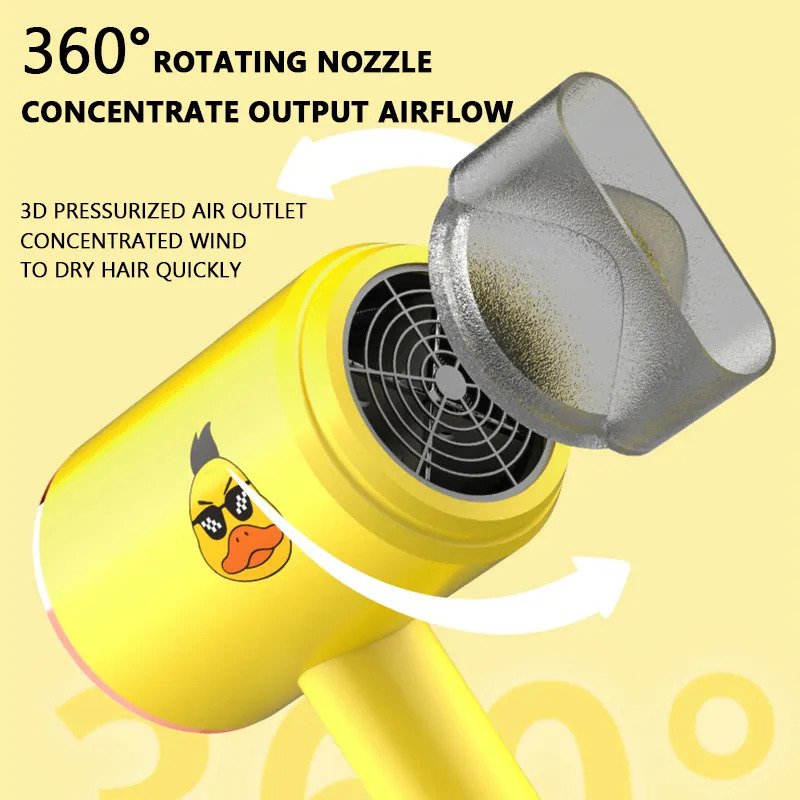 Xiaohuangya – Hair Dryer with 360 Degree Nozzle & 2 Heat Setting (Cold, Warm, Hot wind) – Model: DHY-JSQ1