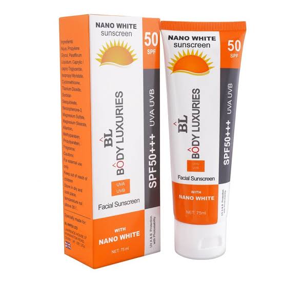 Body Luxuries Nano White Facial Sunscreen Spf50 75ml