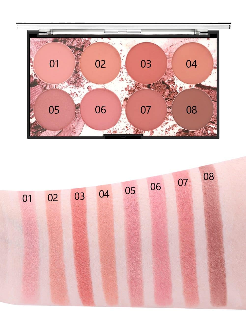 8 Color MISS ROSE Blush Palette