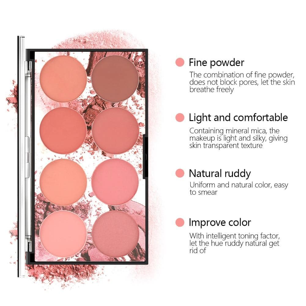 8 Color MISS ROSE Blush Palette