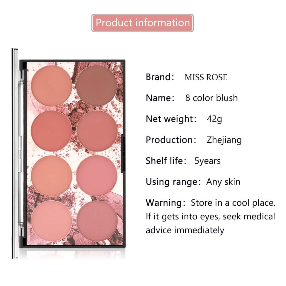 8 Color MISS ROSE Blush Palette