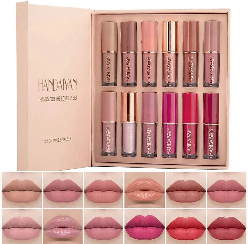 Handaiyan 12-Piece Lip Gloss & Matte Lipstick Set