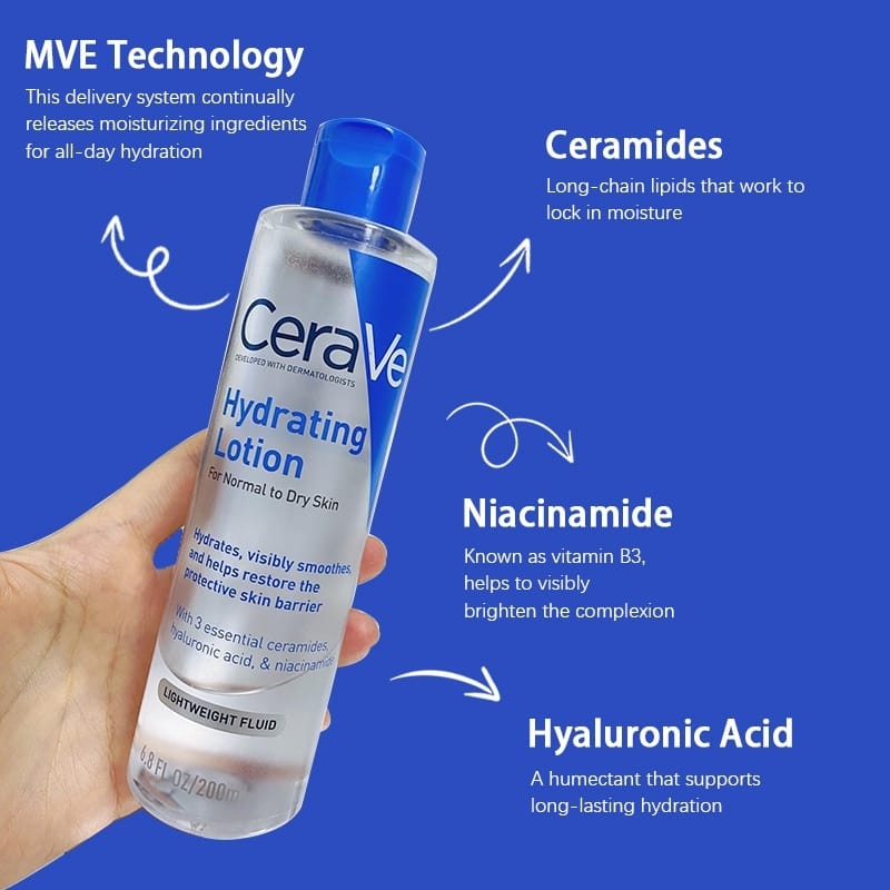 Cerave Hydrating Lotion 200ml | Lightweight Moisturizer for Dry & Sensitive Skin