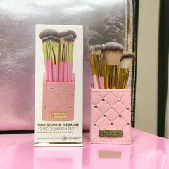 BH Cosmetics - Pink Studded Elegance 12 Piece Brush Set with a Brush Stand