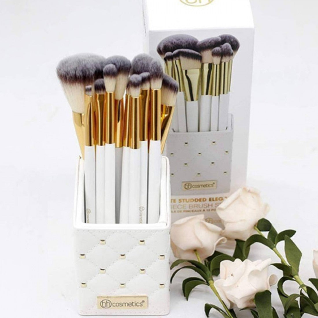 BH Cosmetics White Studded Elegance - 12 Piece Brush Set